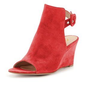 YDN Red Wedge High Heel Slingback Sandals